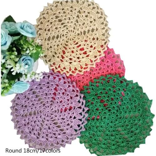 TOP Round Handmade Lace cotton table place mat pan pad Cloth crochet placemat cup mug wedding tea coffee coaster doily kitchen