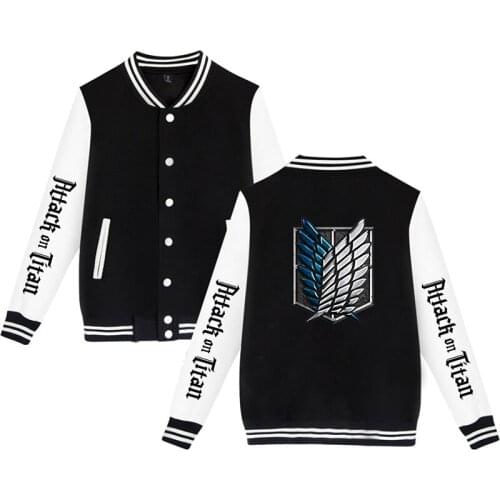 Attack on Titan Cartoon Anime Baseball Jacket Coat Fashion Men Women Hoodie Sweatshirt Tops Long Sleeve Harajuku Hoodies Jackets