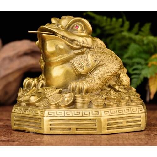 Brass Feng Shui Money Frog (Three Legged Wealth Frog or Money Toad) Statue,Feng Shui Decor