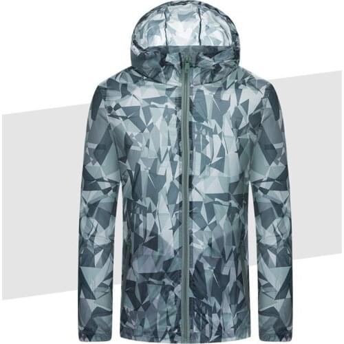 Summer Long Sleeve Hooded Camouflage Quick Dry Breathable Windbreaker Sport Jackets Waterproof Climbing Outdoor Hiking Jacket