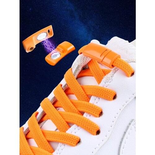 1 pair Magnetic Shoelaces Elastic No tie Shoe laces for Shoes Sneaker 24 Color Lazy Shoelace Lock One Size Fits All Kids & Adult
