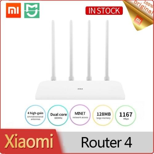 Xiaomi Router 4 1167bMps 4 Antenna 2.4G 5GHz Dual Band Fiber-optic Full Gigabit Smart Router MiNet Fast Connect Wifi Repeater