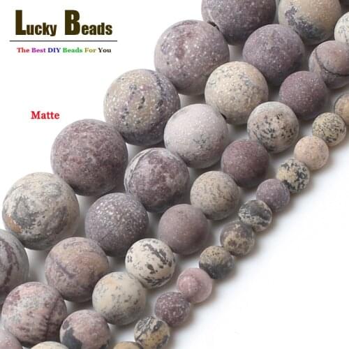 Dull polish matte flower stone loose beads for jewelry making 15inches natural round stone beads 4/6/8/10mm free shipping