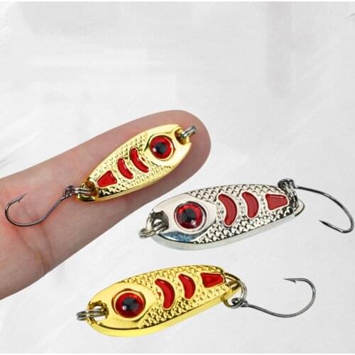 1 Pcs Mini Metal Lure 1.5g 2.5g 3.5g 5g Hard Bait Red Point Luminous Fly Fishing Tackle Wobblers Isca Artificial Spoon Fishing