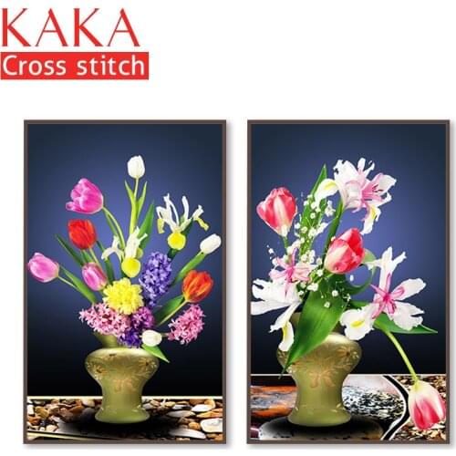 Cross stitch kits,Embroidery needlework sets with printed pattern,11CT-canvas for Home Decor Painting,Flowers Full NCKF074