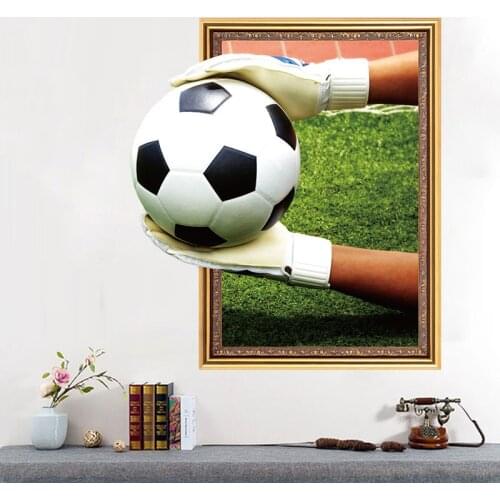 Soccer Wall Sticker Football Decorative 3D Vinyl Film Self Adhesive Bedroom Living Room Wall Decal Mural DIY Peel and Stick