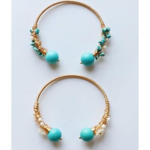 New fashion nature stone fresh water pearl hande twist bracelet brass copper material best gift for mother birthday festival