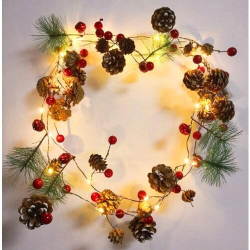 New Christmas lights led light string Christmas red fruit copper wire lamp pine cone copper wire lamp Christmas bell decoration