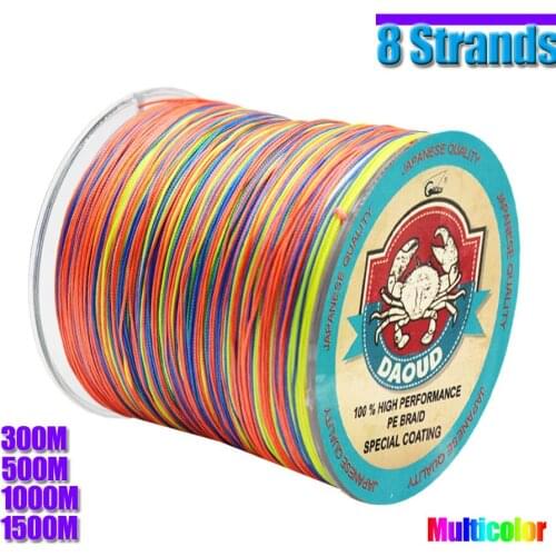 Braided Fishing Line 8 Strands 300M-1500M Multi Color Super Strong Japan Multifilament PE Braid Line 8LB-220LB