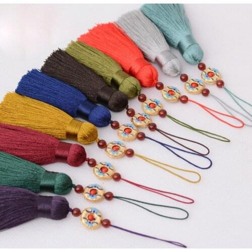 Polyester Silk Tassel with pendant Earrings Charms Chinese Knot Cotton Tassels For Diy Jewelry Making Findings Borlas Piel