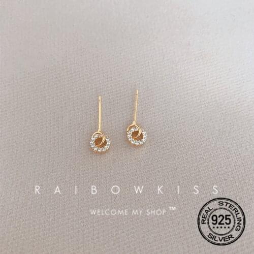 Hoop Earrings For Women S925 Silver Circle Zircon Gold Korean Fashion High Quality Student Girl Friendship Gift Jewelry INEFFA