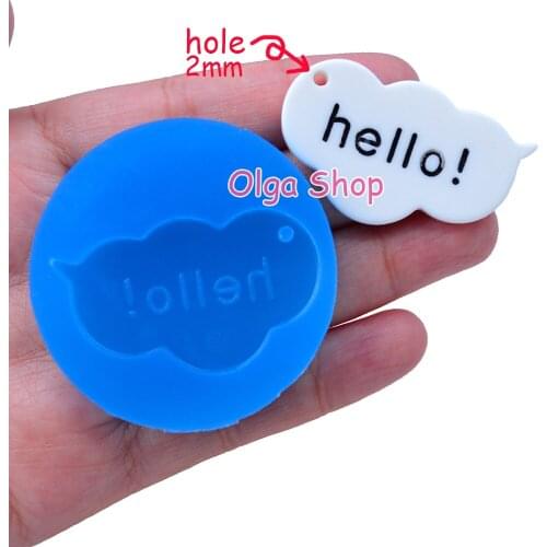 PYL563 42.1mm x 26.9mm HELLO Cameo Silicone Mold Fondant Cake Decoration Candy Resin Clay Earrings Necklace Craft Soap Candle