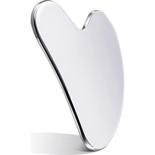 Stainless Steel Scraper Facial Massage Gua Sha Tool Face Lift Anti-Aging Skin Tightening Cooling Metal Contour Reduce Puffiness