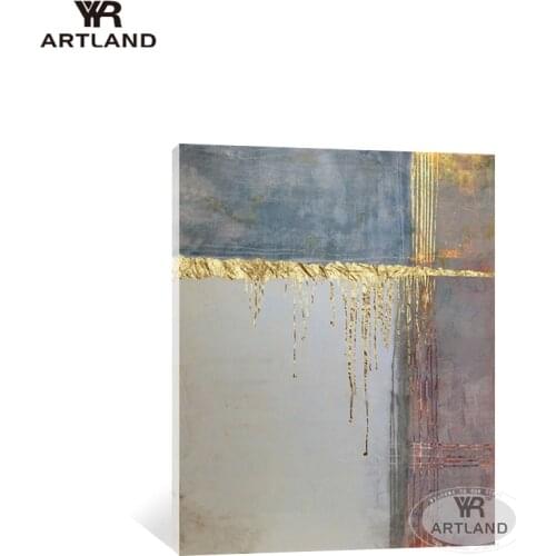 Modern home wall decoration Hand painted abstract gold foil oil painting art picutre poster for living room sofa hotel entrance