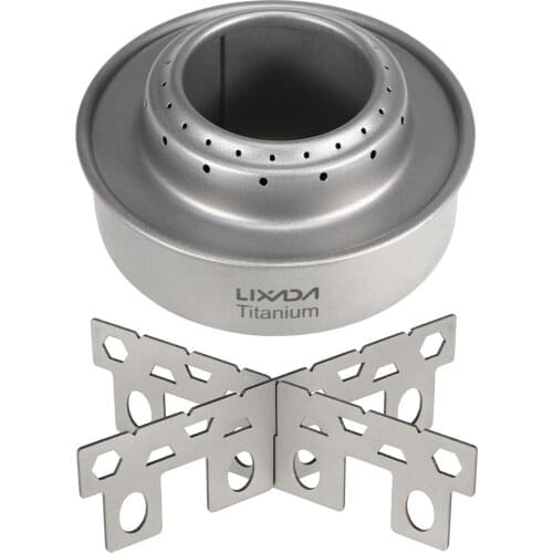 Outdoor Camping Stove Titanium Alcohol Stove Hiking Picnic Ultralight Alcohol Burner with Cross Stand Stove Rack Support Stand
