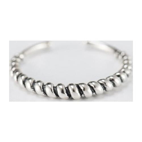 YPAY Vintage Women Geometric Rope Toe Rings for Women Men Authentic 925 Sterling Silver Open Finger Ring Fine Jewelry YMR422