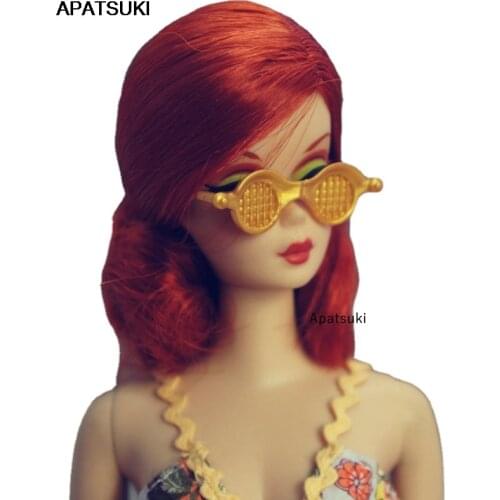 Yellow Round Shape Mini Plastic Glasses For Barbie Doll Sun Glasses Eyeglasses For Ken Boy Dolls Toys Dollhouse Accessories 1/6