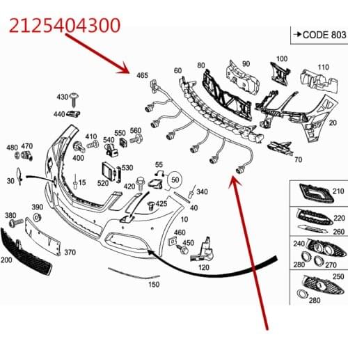 Car Front bumper reversing radar harness 212me rce desE220 E250 E300 E63 W212 Parking probe sensor cable Reversing electric eye