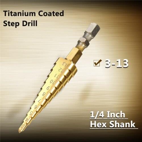 1Pcs 3-13mm mini drill bit HSS Titanium coated stepped drill Power Tools carbide For Woodworking Wood Metal drilling bit