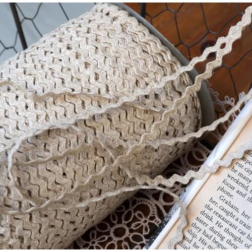 10 Meters High Quality 4mm Beige Cotton Linen Lace Ribbon Fabric Cotton Lace Trim Ribbon Sewing Material for Decoration