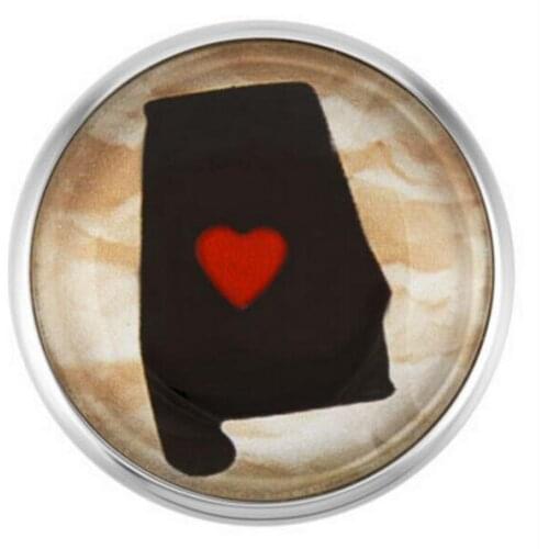 20Pcs/lot Alabama State Snap Buttons Charm Glass Ginger Snap Jewelry Fit 18mm Snap Bracelets&bangles Necklace Jewelry