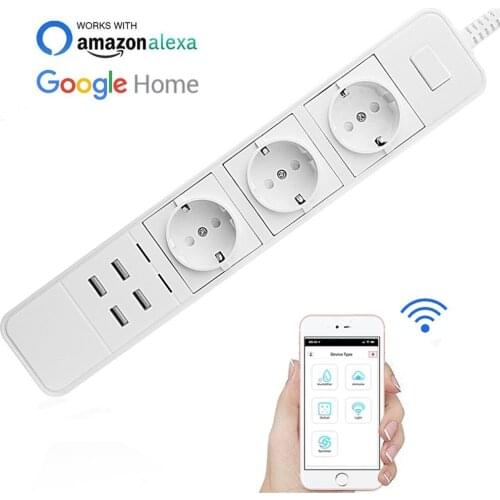 2019 Newest Wifi Smart Plug Work with Alexa Google Assistant Power Strip Charger 10A With 4 Usb Charging Port