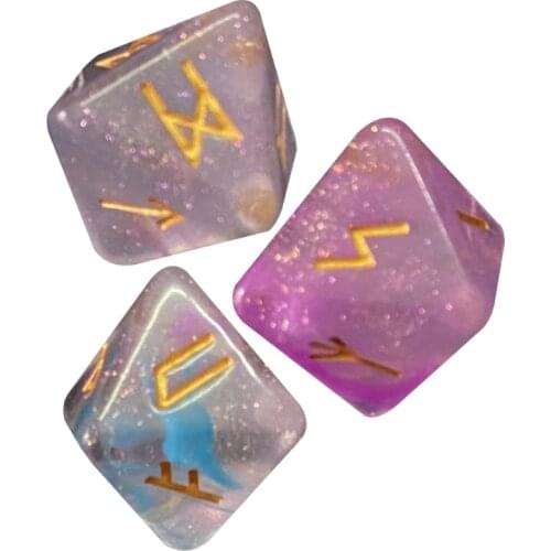 3 Pcs 8-Sided Rune Dice Resin Assorted Polyhedral Dices Set Divination Game Toys