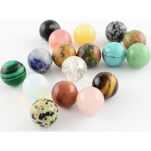 PandaHall 5pcs 10mm Natural & Synthetic Gem-stone Stone Loose Beads for Jewelry Making DIY Material, Round, No Hole/Undrilled