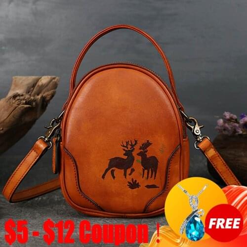CGA High Quality Genuine Leather Bags For Women Tote Bag Circular Lady Handbags Pattern Crossbody Top Shoulder Messenger Bag