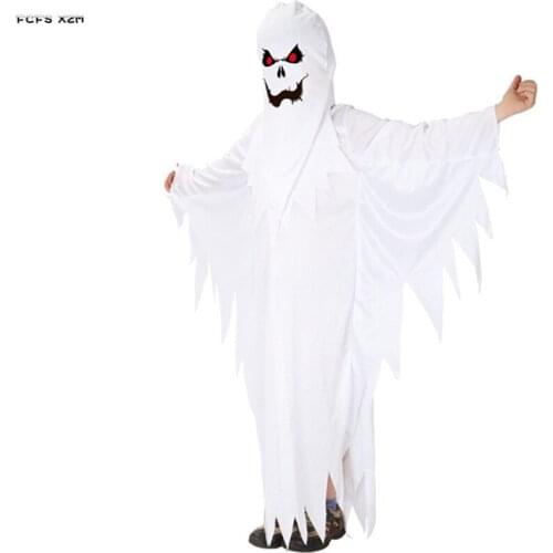 Boys Halloween White Ghost Costumes Kids Children Specter Scary Cosplay Carnival Purim parade Masquerade Role Play party dress