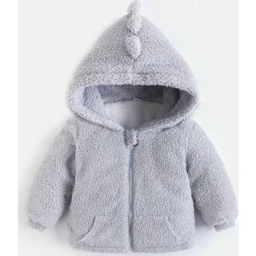 Baby Fleece Coat 2021 Winter Baby Girl 's Lovely Dinosaur Plush Coats Sweater Children 's Thickened Warm Zipper Coat