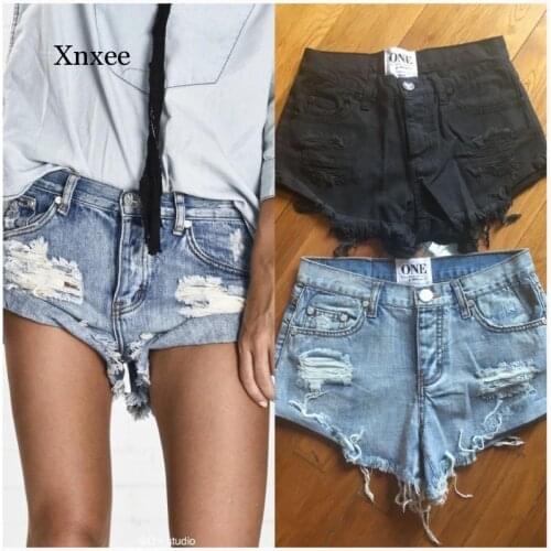 Denim Shorts Women Vintage Ripped Hole Fringe Denim Thong Shorts Women Sexy Pocket Basic Jeans Shorts Female Summer New