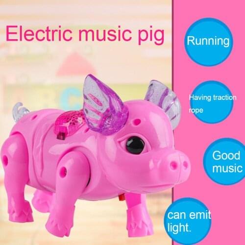 Electric Walking Singing Musical Light Pig Toy with Leash Interactive Kids Toy Electronics Robot Children Birthday Present