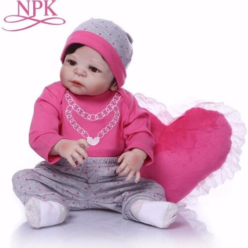 Bebes reborn silicone doll reborn 23"57cm adorable girl reborn babies doll with pink pillow children gift toy dolls NPK
