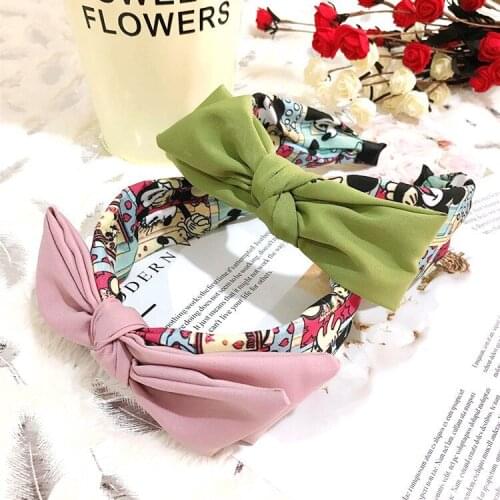 Disney fashion hair accessories cute cartoon Minnie double large bowknot hair hoop headband Mickey wild hairpin hair ring