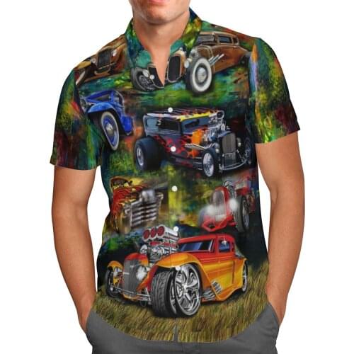 Love Car 3D Beach Hawaiian 2021 Summer Mens Shirt Short Sleeve Shirt Streetwear Oversized 5XL Camisa Social Chemise Homme-122