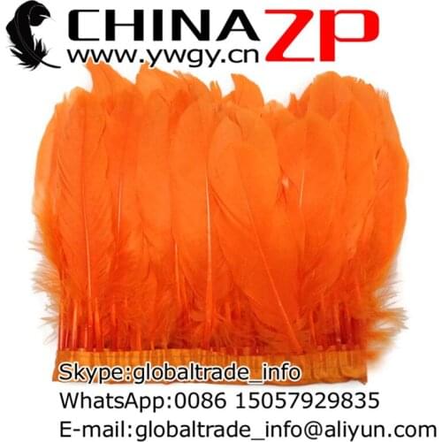No.1 Plumage Supplier CHINAZP Factory 10yards/lot Selected Good Quality Dyed Orange Goose Fringe Trim Feathers