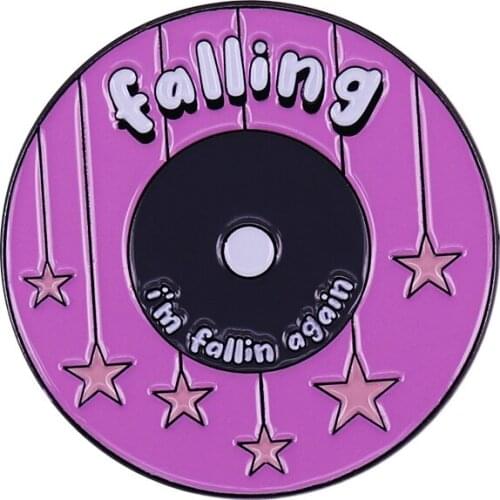 Falling Vinyl Pin HStyles Song Lyrics Brooch Sassy Pink Decor on Jacket Hat Backpack