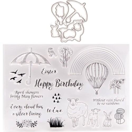 Easter Stamp and Dies 2021 Sheep Transparent Clear Silicone Stamp Cutting Die Set for DIY Scrapbooking Photo Decorative
