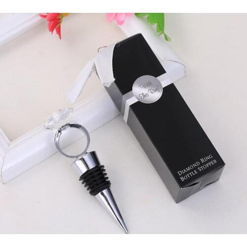 Wedding Favors Gifts Crystal Diamond Ring Wine Bottle Stopper For Birthday Bridal Baby Shower Wedding Party LX2162