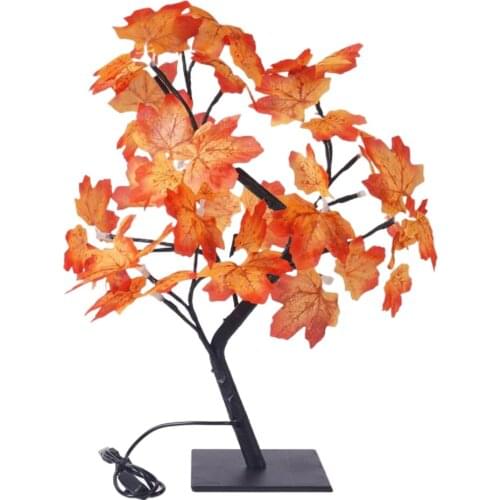 19 Inch Tabletop Maple Tree Light, Thanksgiving Autumn Leaves Table Lamp Decor Indoor Home Bedroom Fall Decorations