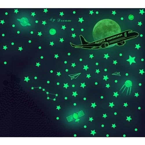 Luminous Wall Stickers Kids Room Decoration Living Room Fluorescent Home Wall Decals Teenager Room Decoration PVC