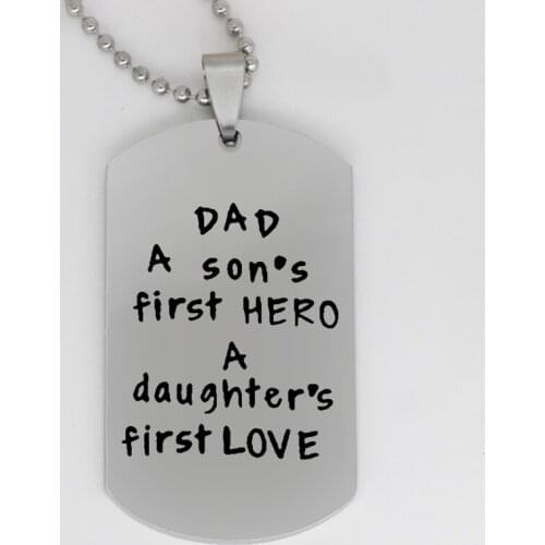 Ufine jewelry dad gift pendant army card DAD a sons first hero a daughters fist love stainless steel Customed necklace N4067