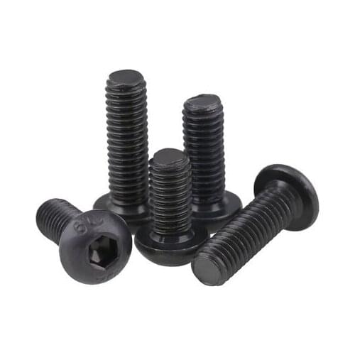 5pcs 3/16-24 allen screws semicircular head inner hexagon screw circle bolts mechanical bolt 10.9 class carbon steel black