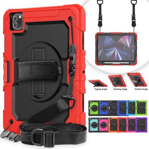 360 Rotatable Kickstand Case Shoulder Strap Hand Straps For iPad Pro 11 12.9 2020 Case Air 4 Case 10.2 7 8th Generation Mini 4 5