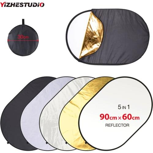 Yizhestudio 5 in 1 Reflector 24''x35'' Fotografia Disffuer Gold Silver White Black Translucent portable light reflector