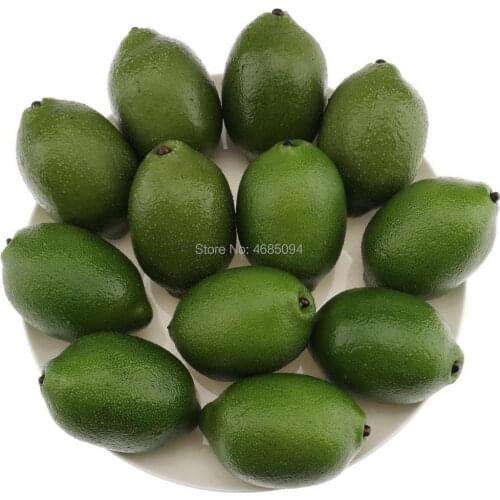 Gresorth 12pcs High-grade Fake Green Lemon Decoration Realistic Fruits Artificial Lime for Home Party Holiday Adornment