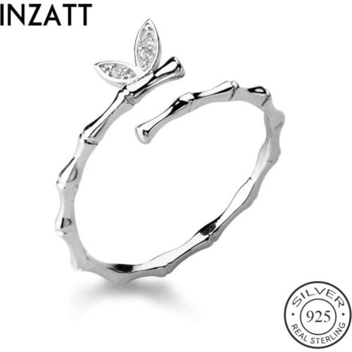 INZATT Real 925% Sterling Silver Minimalist Branches Pearl Ring For Women Party Classic Fine Jewelry Geometric Cute Accessories