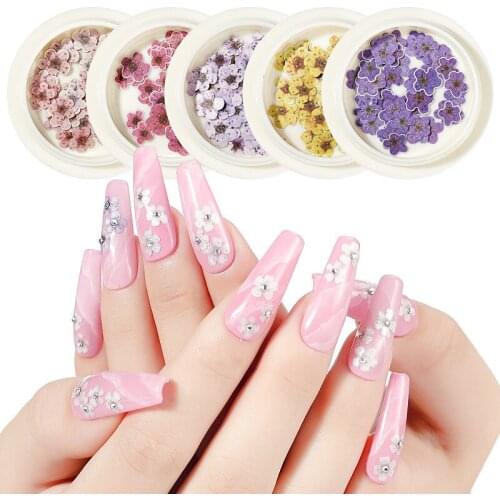 1 box of 50 pieces 3D nail colorful mini flower decoration accessories DIY fashion nail art design decals