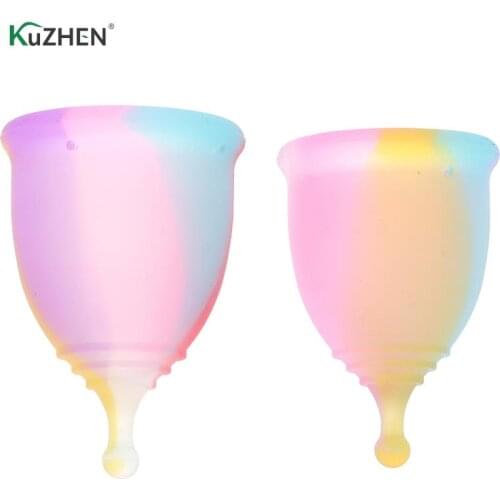1PCS 100% Silicone Cup Reusable Lady Cup Collector Menstrual Colorful Menstrual Women Feminine Hygiene Menstrual Cup Medical